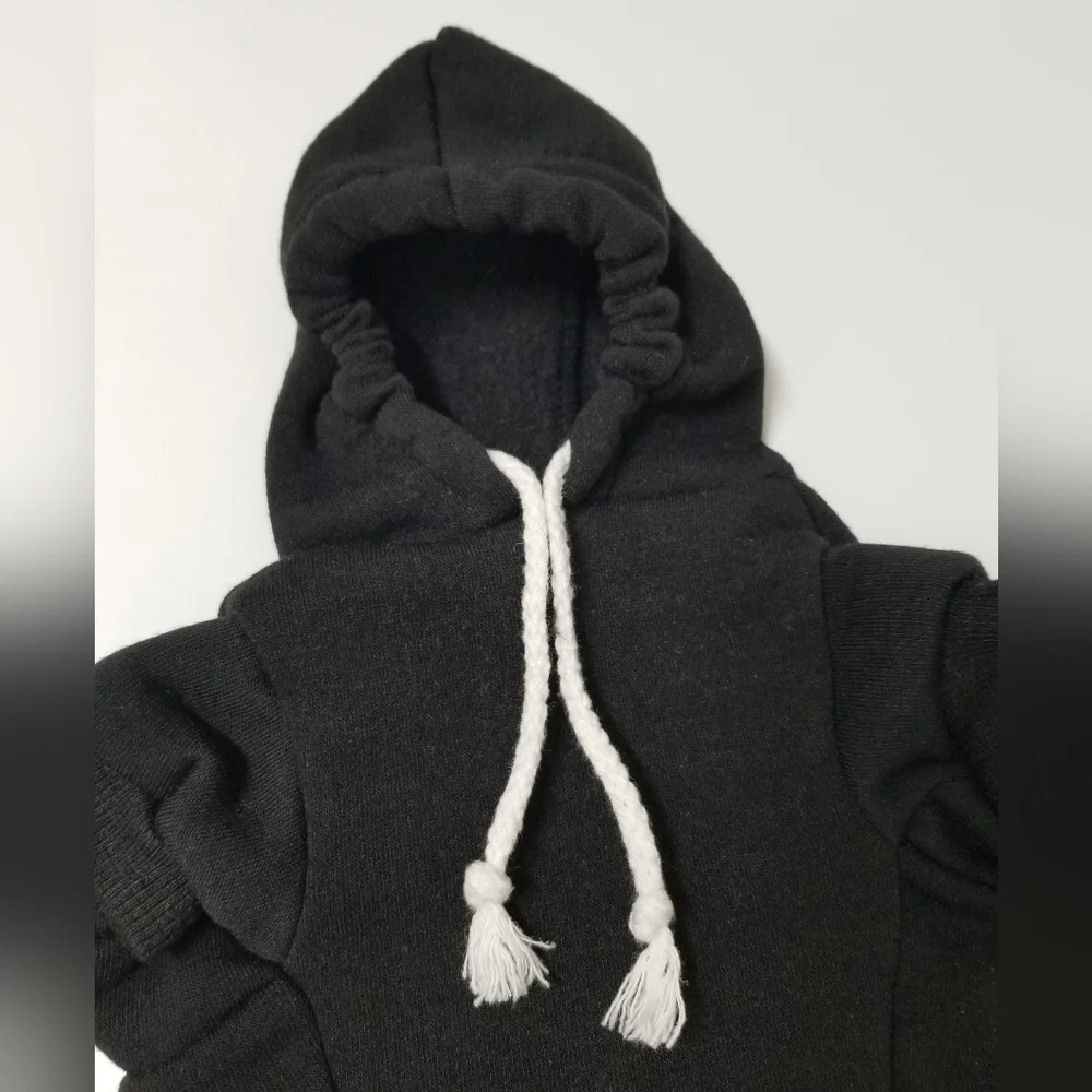 Crowned Crossbone & Rose Black & Silver Dog Hoodie Pet Sweatshirt Sz S